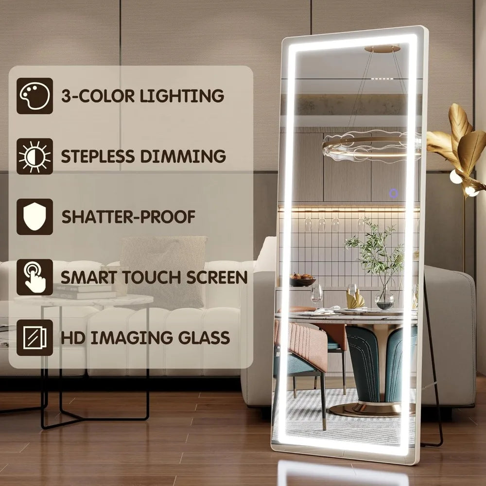 LED Lighted Full Body Floor Mirror For Home And Salon Use