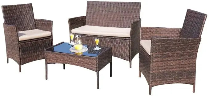 Outdoor Patio Furniture Set Rattan Wicker 4 Piece Garden Balcony
