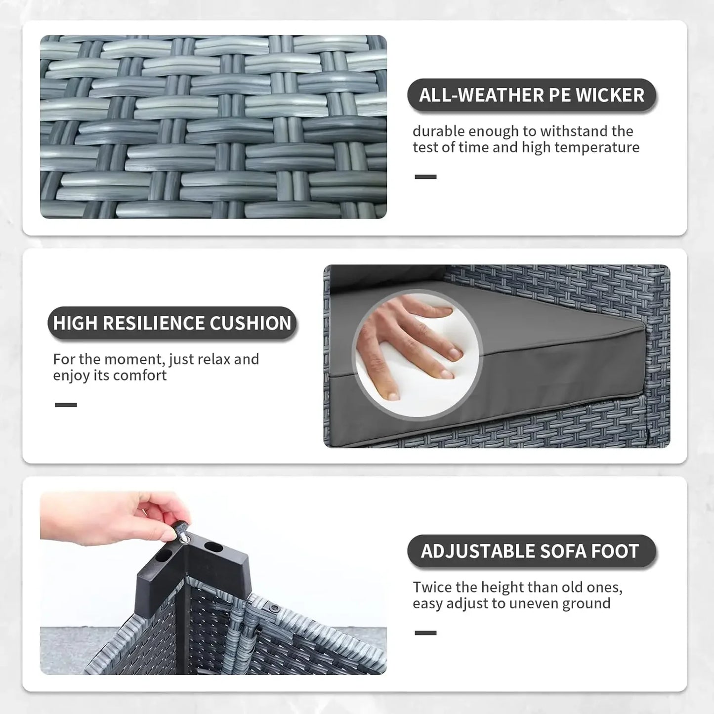 XMSJ 6-Piece Wicker Patio Furniture Set With Storage Table