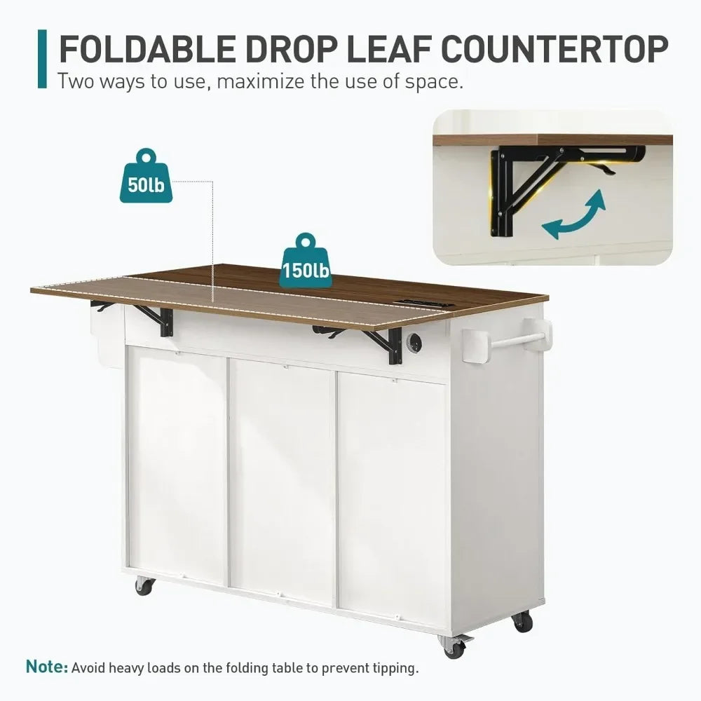 XMSJ Kitchen Island With Storage And Charging Station