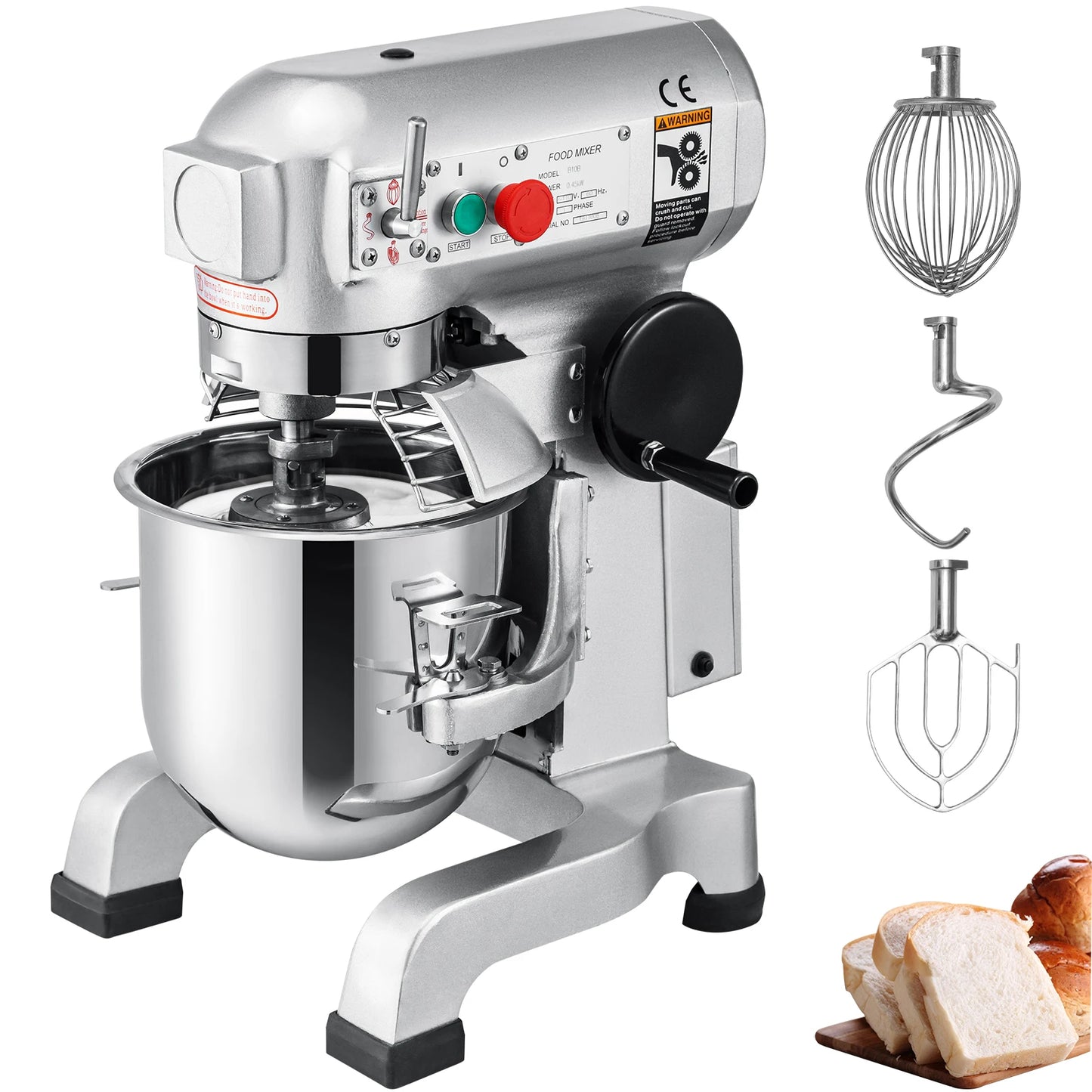 VEVOR Electric Dough Mixer, Commercial Stand Mixer, Stainless Steel