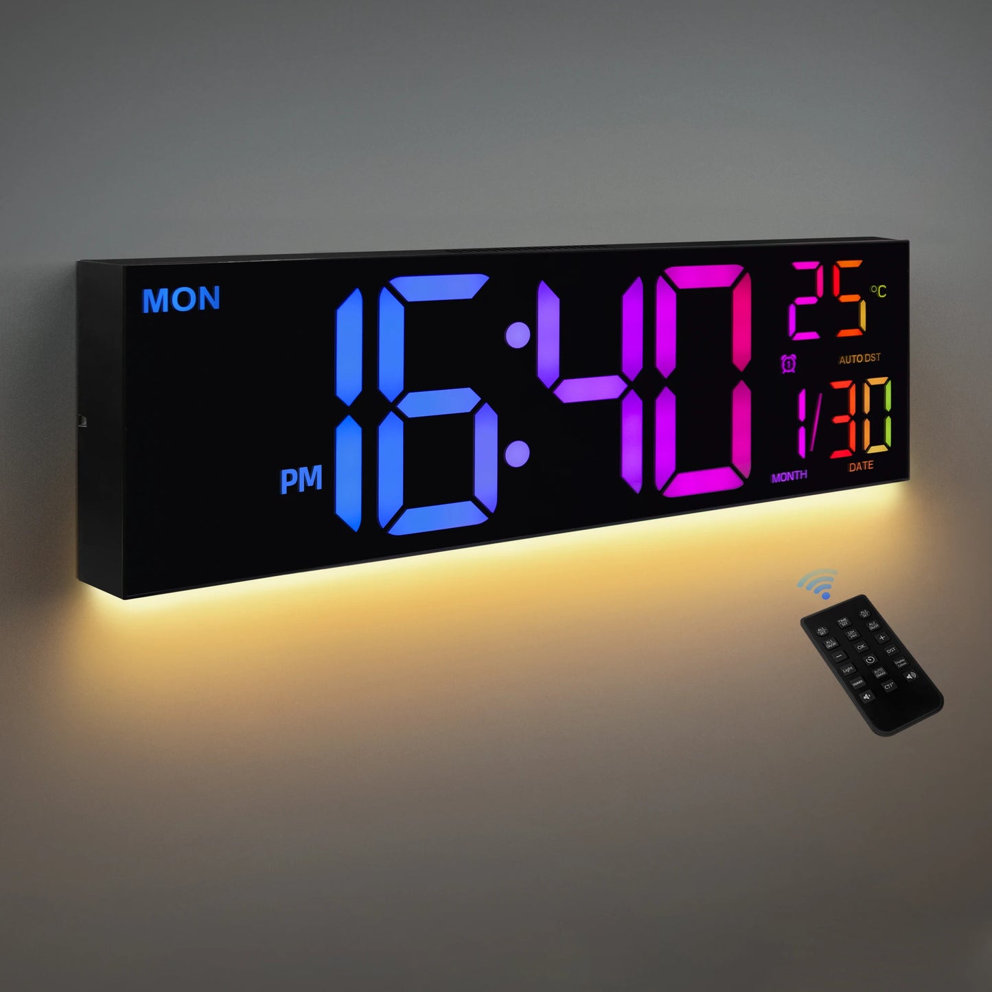 Digital Wall Clock With Remote LED Display And Alarm