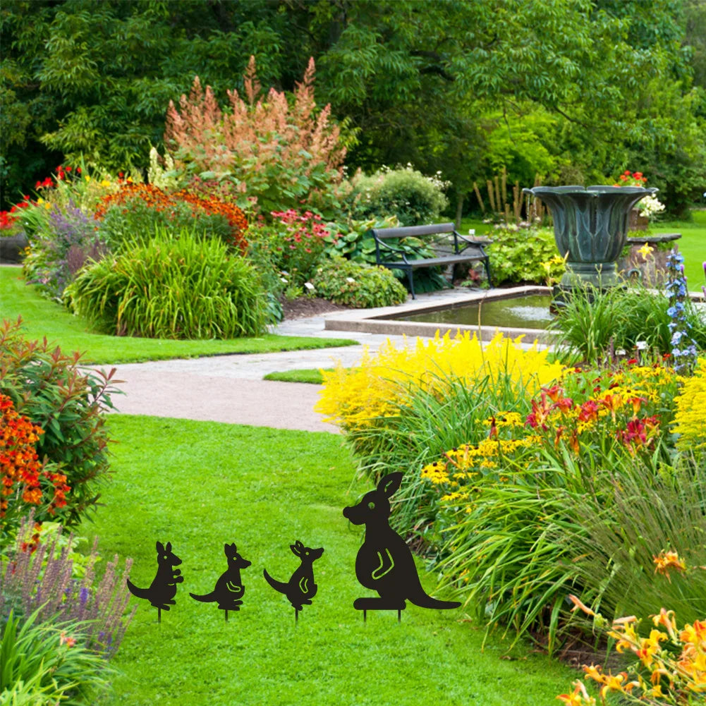 Shunmaii Metal Silhouette Animal Garden Stakes Statue Set