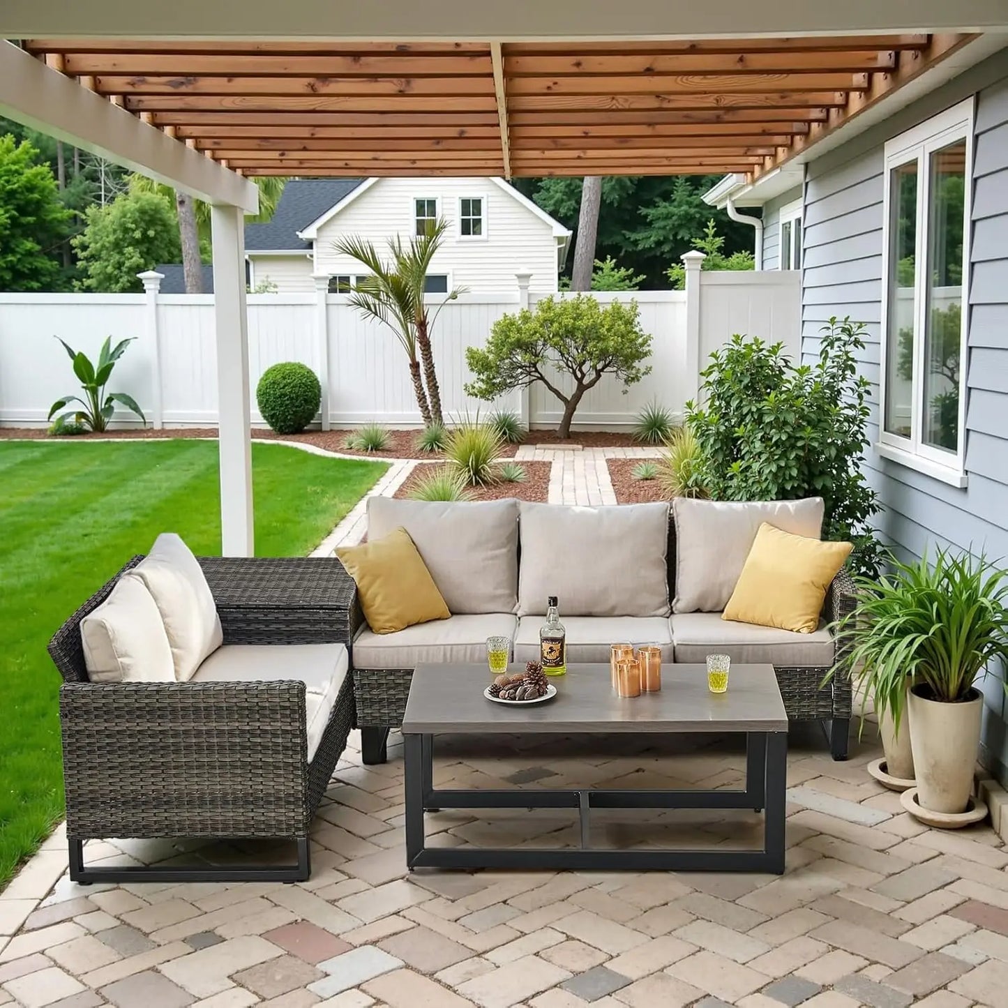 GUOHE Outdoor Patio Conversation Set With Storage Box