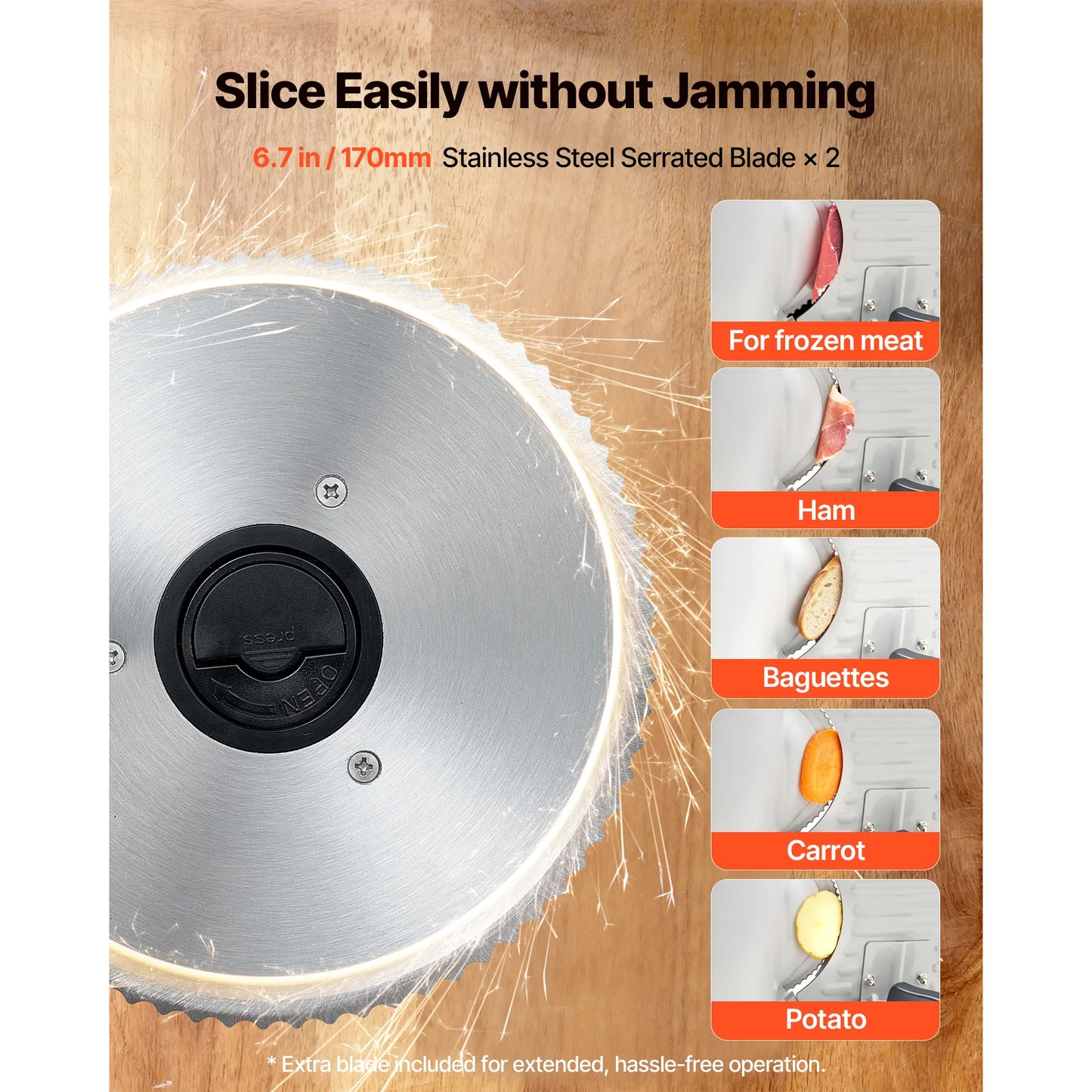 SucceBuy Electric Meat Slicer Deli Slicer With Dual SUS420 Blades