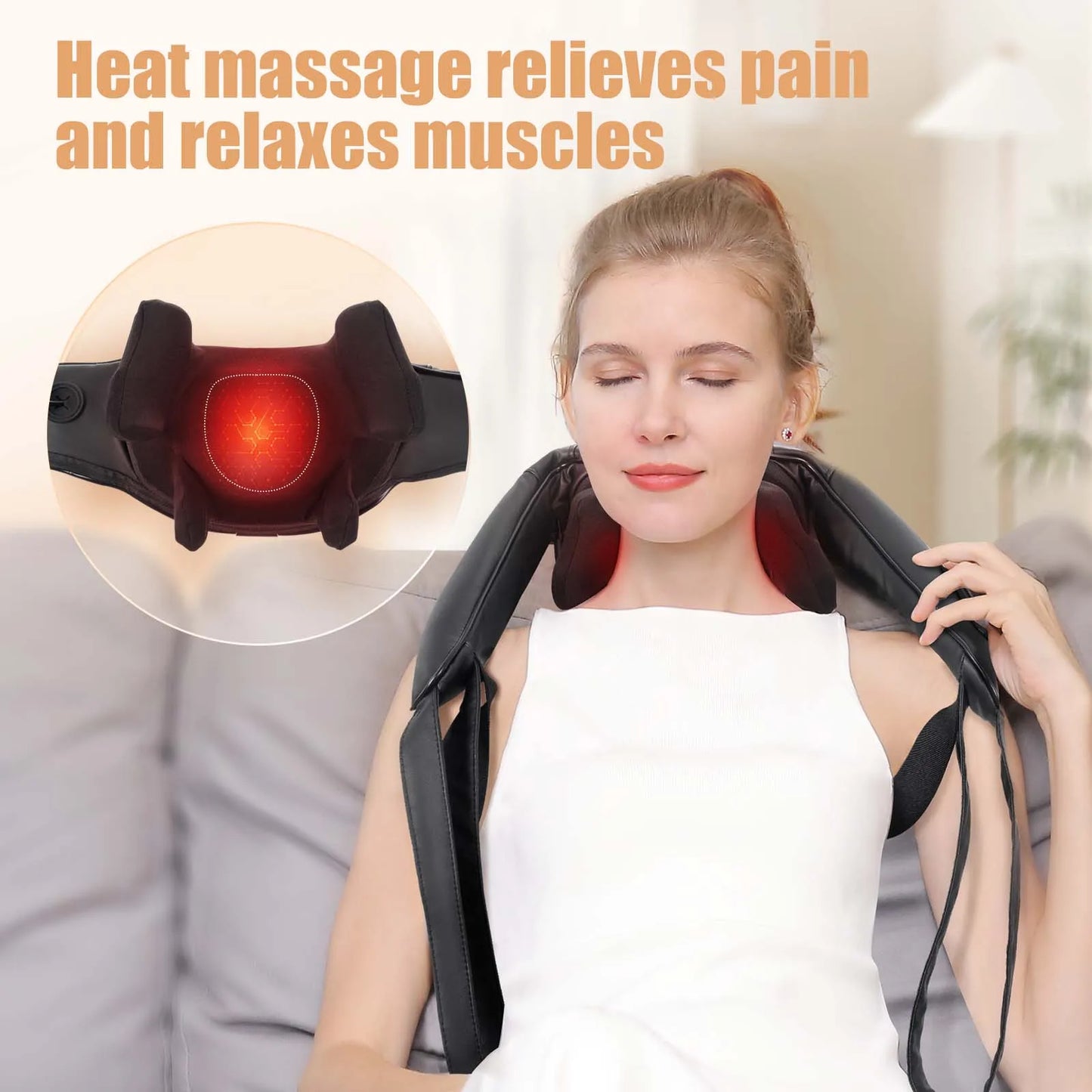 MASGREE Shiatsu Back Massager Cordless 3D Kneading with Heat