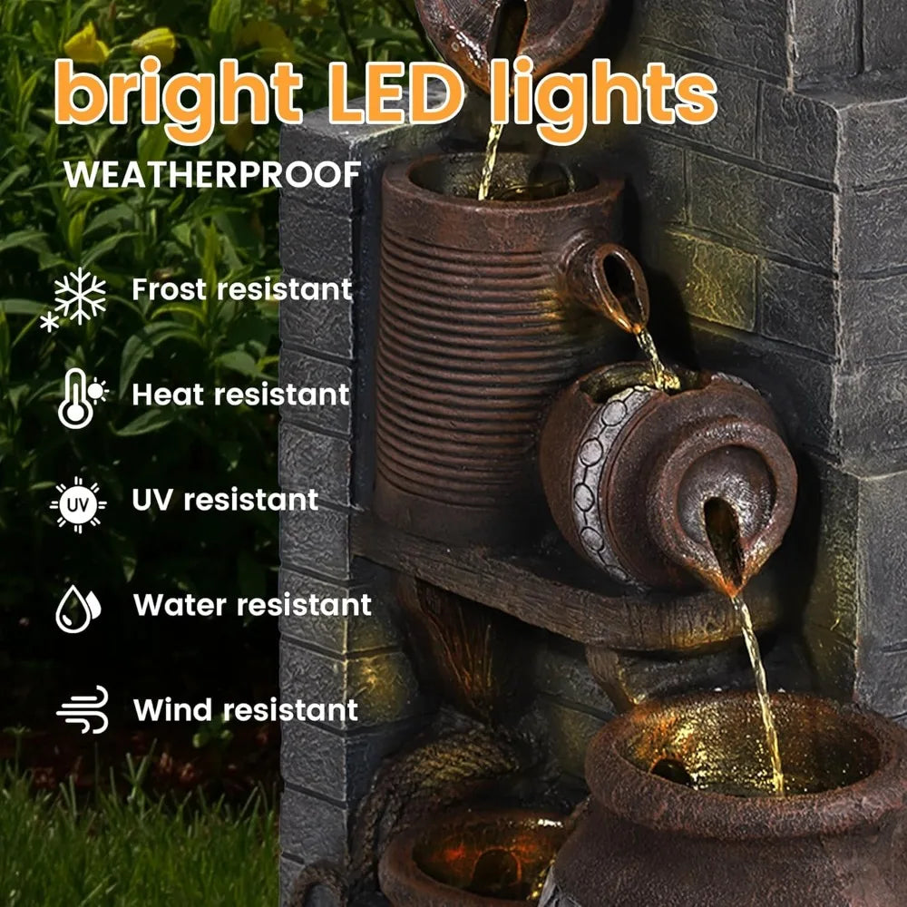 Six-Tier Garden Waterfall Resin Outdoor Floor Fountain