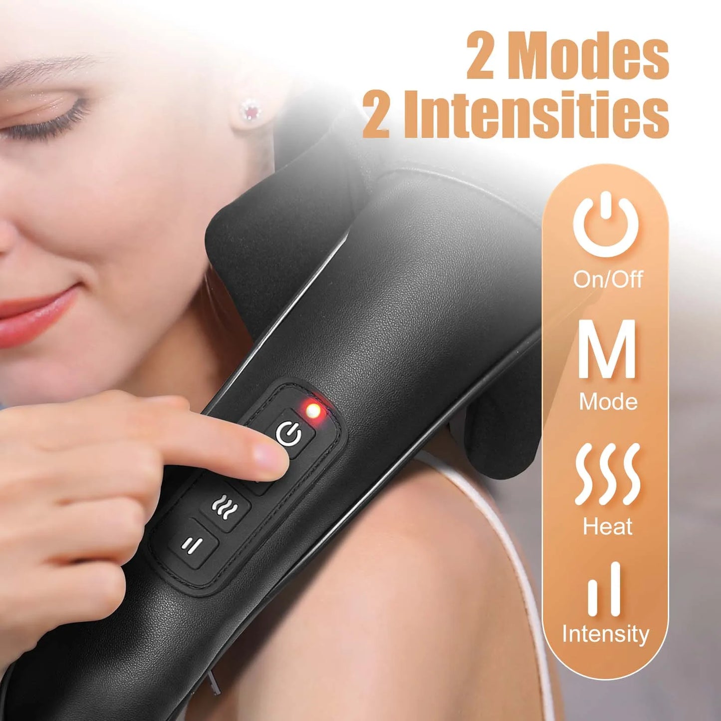 MASGREE Shiatsu Back Massager Cordless 3D Kneading with Heat