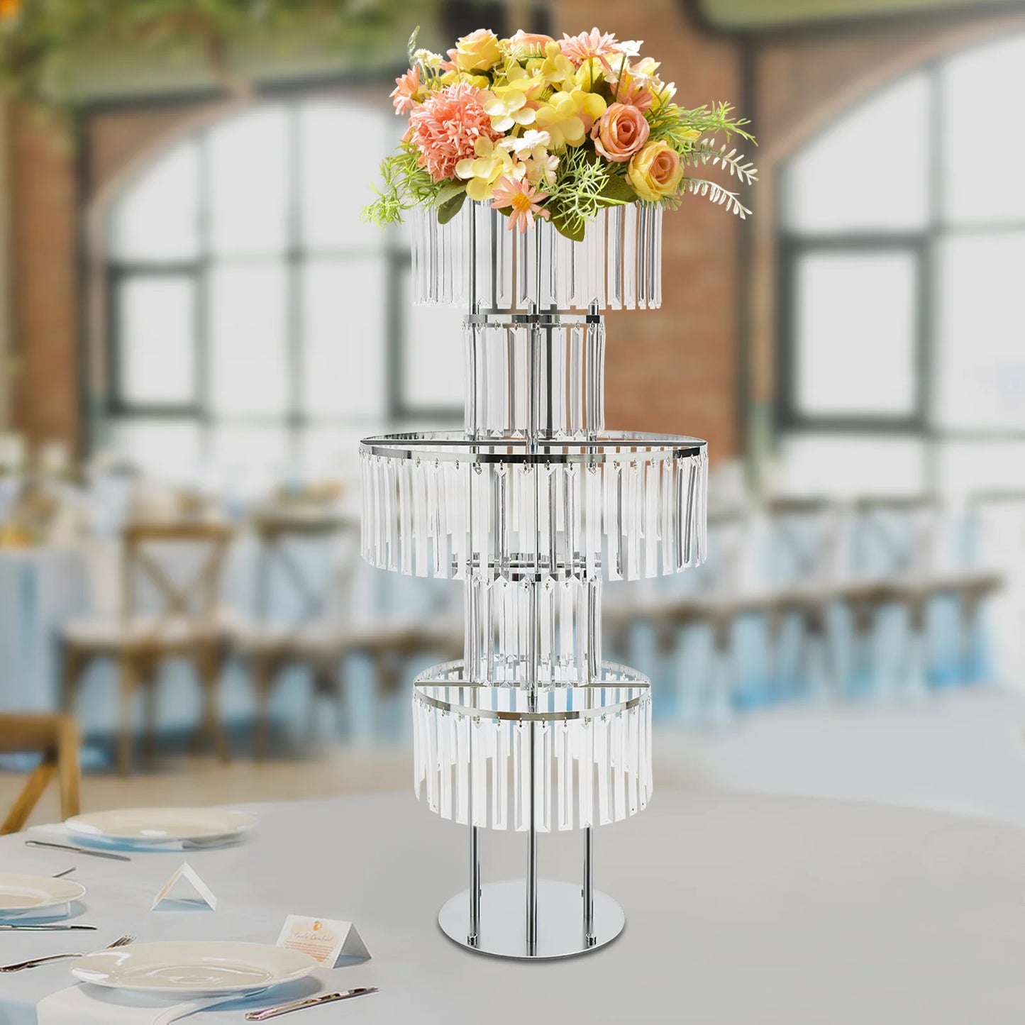 Iron And Acrylic 5-Tier Wedding Centerpiece Stand For Tables
