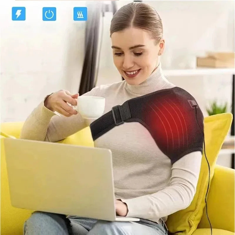 Electric Heated Shoulder Massager Brace Wrap for Pain Relief