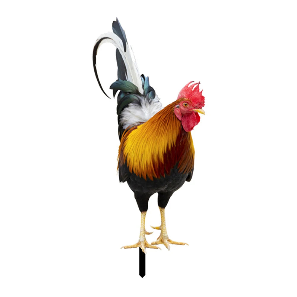 Chicken Fence Sculpture Garden Decor Ornamental Rooster Statues