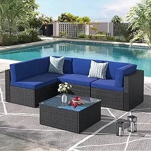 U-MAX 7 Piece Outdoor Patio Furniture Set Rattan Wicker With Cushions