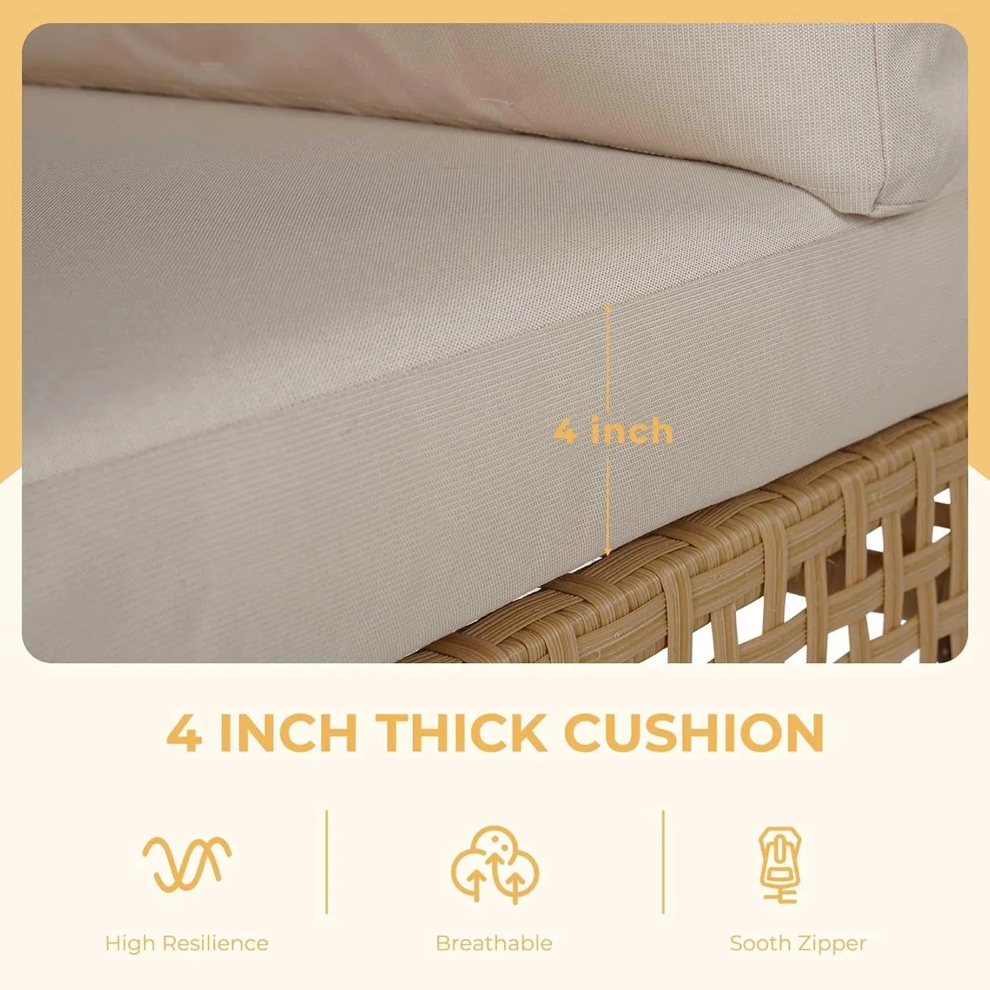 Wicker Outdoor Patio Furniture Set with Water-Resistant Cushions