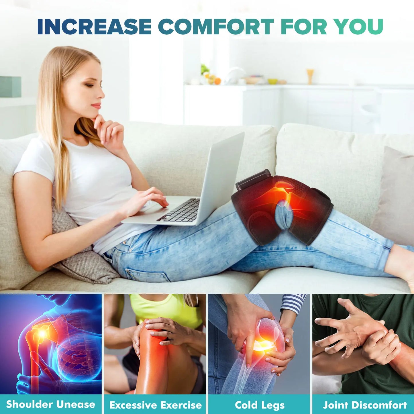Intelligent Electric Heating Knee Massage Device With Warm Compress