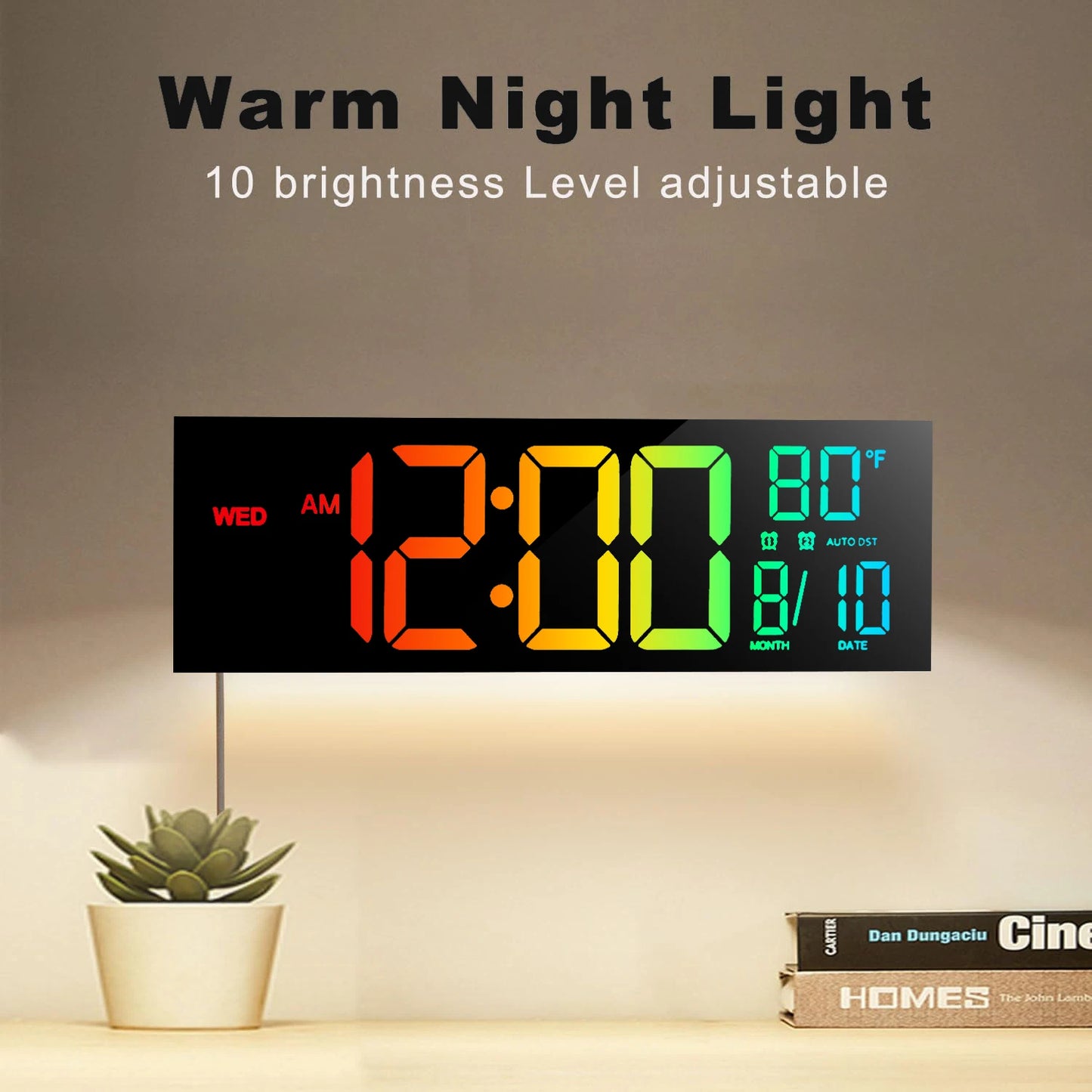 Digital Wall Clock With Remote LED Display And Alarm