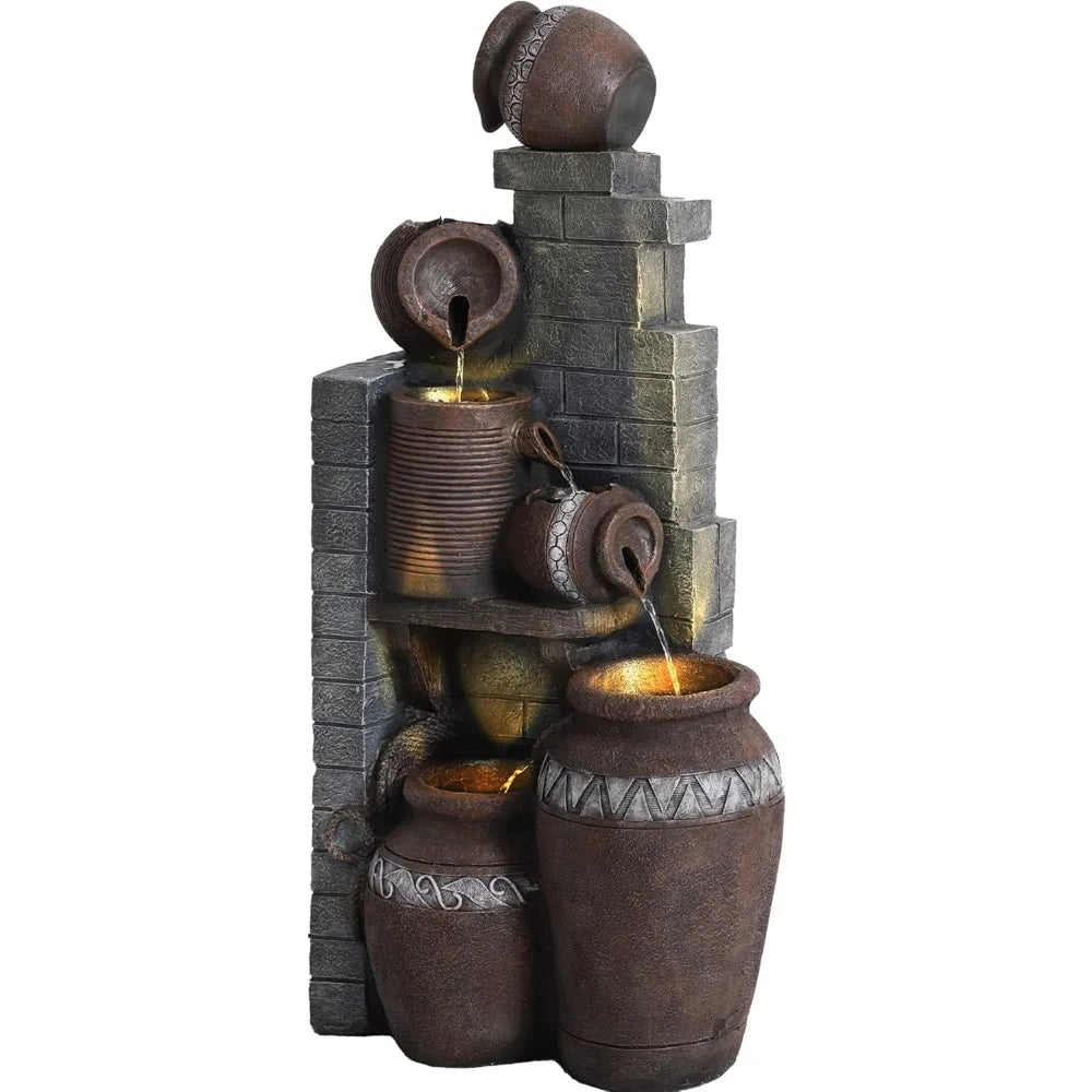 Six-Tier Garden Waterfall Resin Outdoor Floor Fountain