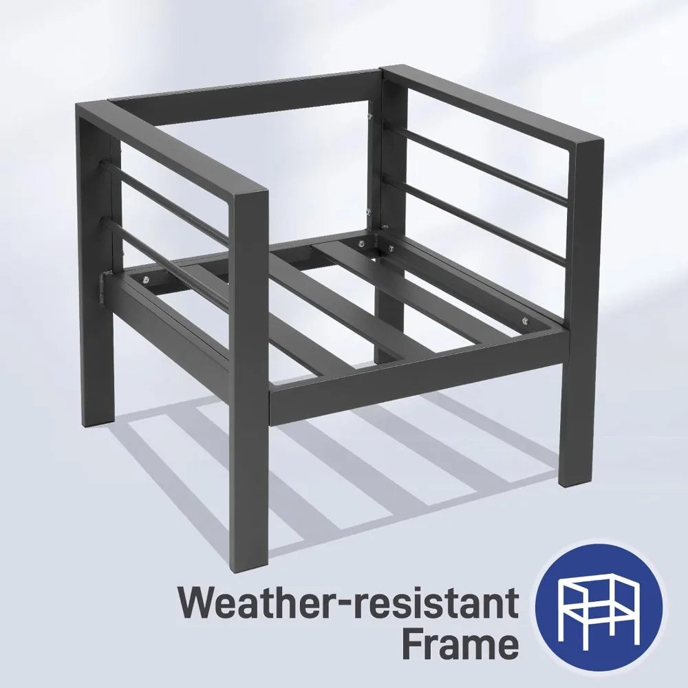 Outdoor Aluminum Sectional Set With Washable Cushions And Coffee Table