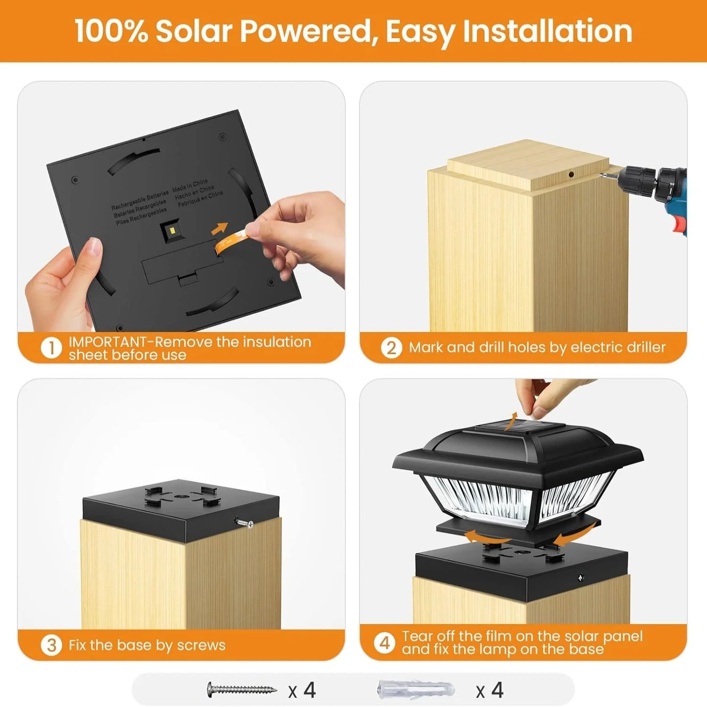 KPSTEK Solar Post Cap Lights for Garden Fence and Deck