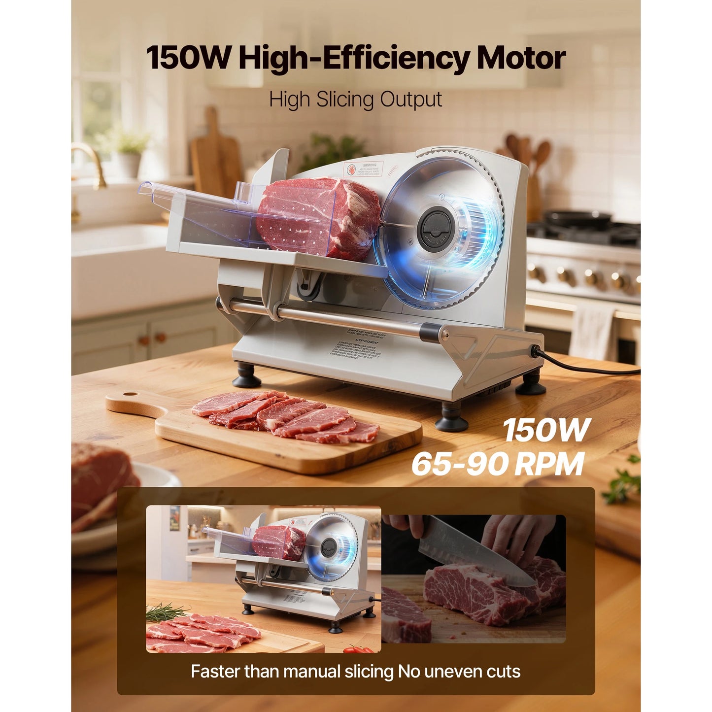 SucceBuy Electric Meat Slicer Deli Slicer With Dual SUS420 Blades