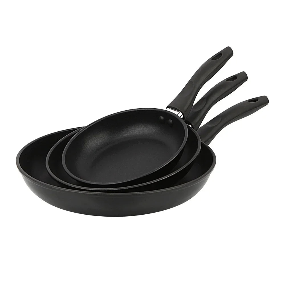 Nonstick Aluminum Skillet Set Three Piece Dishwasher Safe Cookware