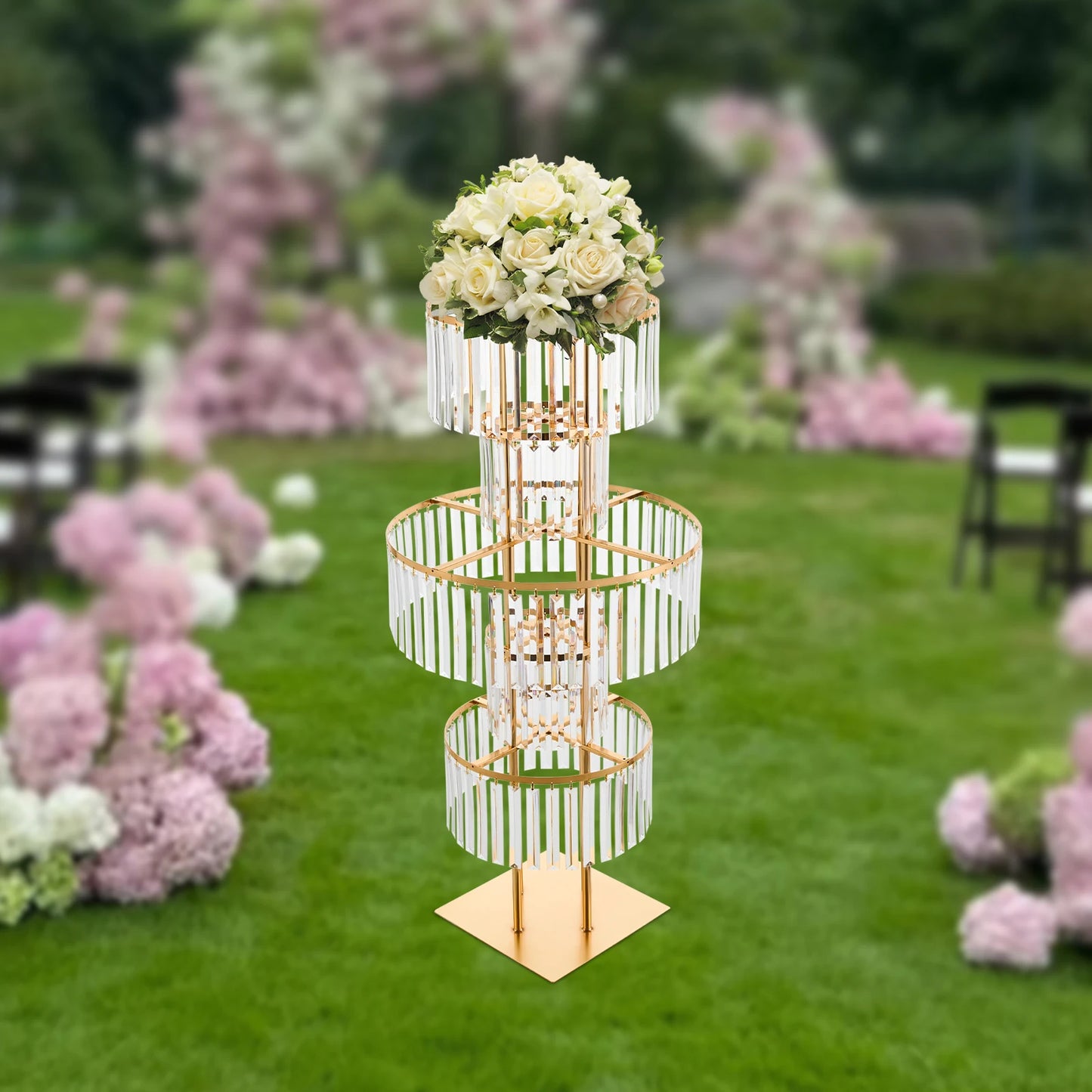 Iron And Acrylic 5-Tier Wedding Centerpiece Stand For Tables