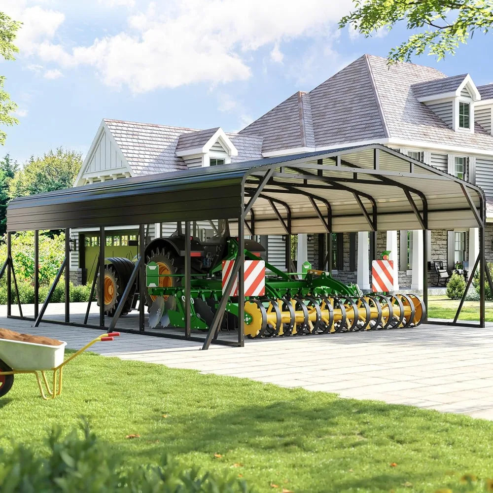 Heavy Duty Carport With Galvanized Steel Roof And Triangular Frame