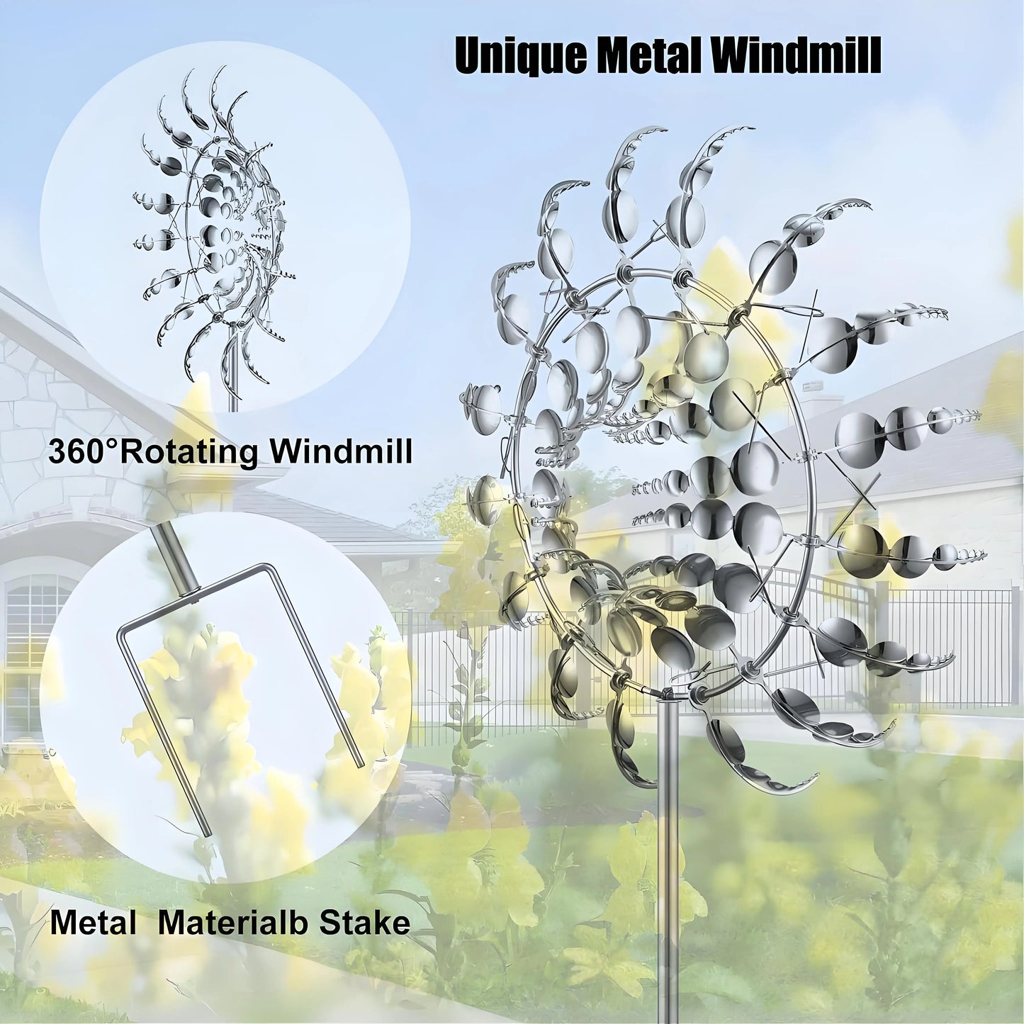 Stainless Steel Dual-Motion Wind Spinner Kinetic Garden Sculpture