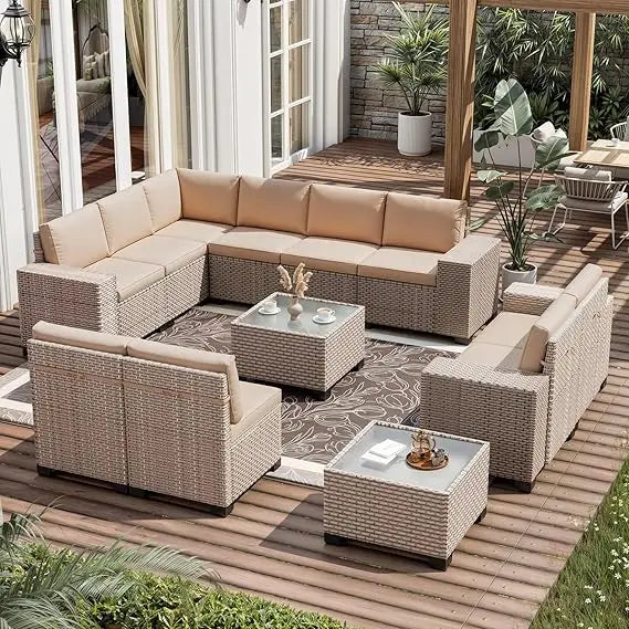 Patio Furniture Set Outdoor Rattan Wicker Sectional Sofa