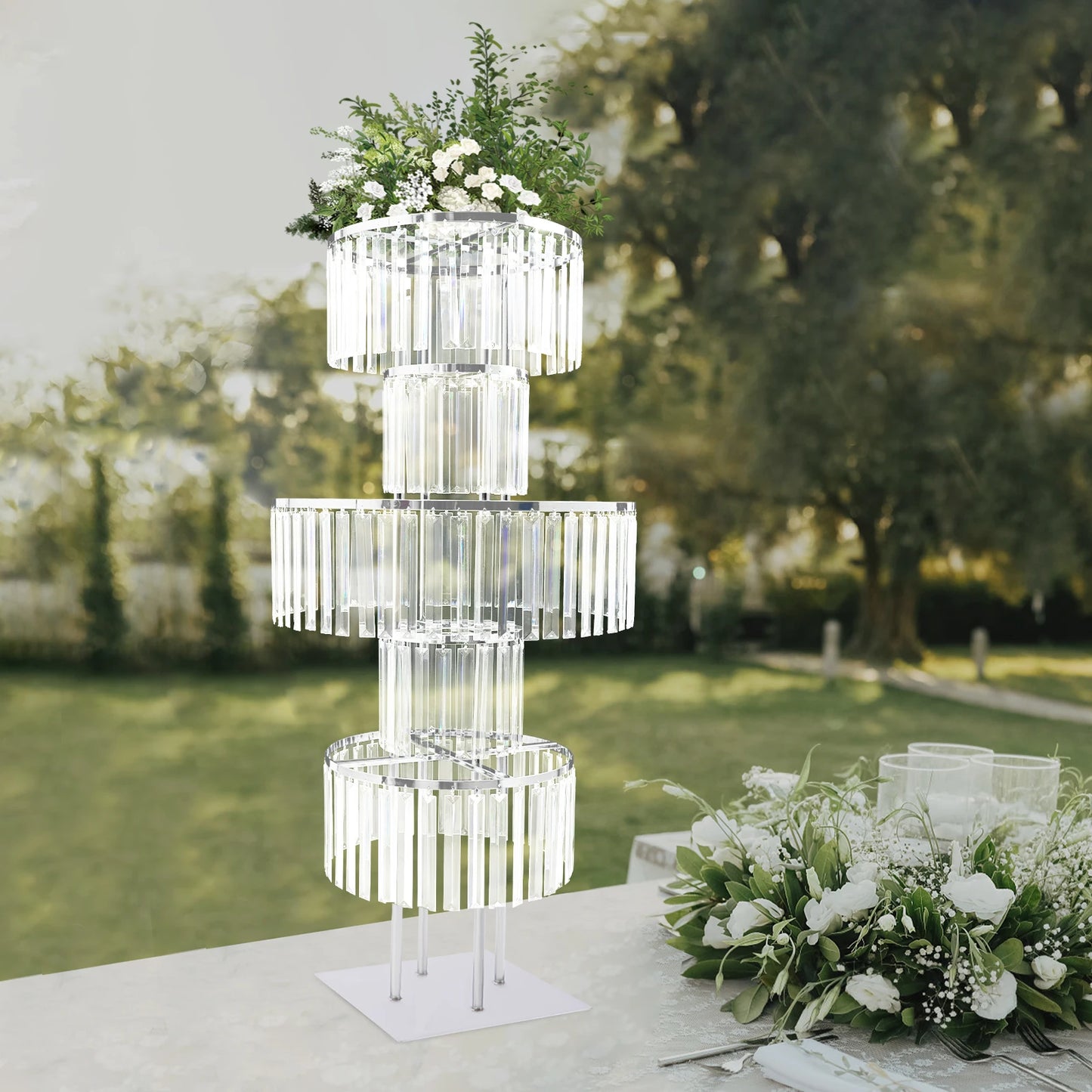 Iron And Acrylic 5-Tier Wedding Centerpiece Stand For Tables