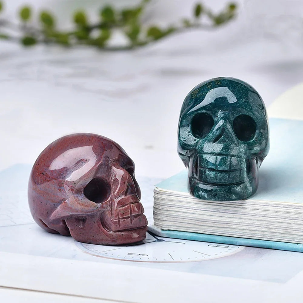 Natural Crystal Skull Carving Desktop Ornament Gift For Halloween