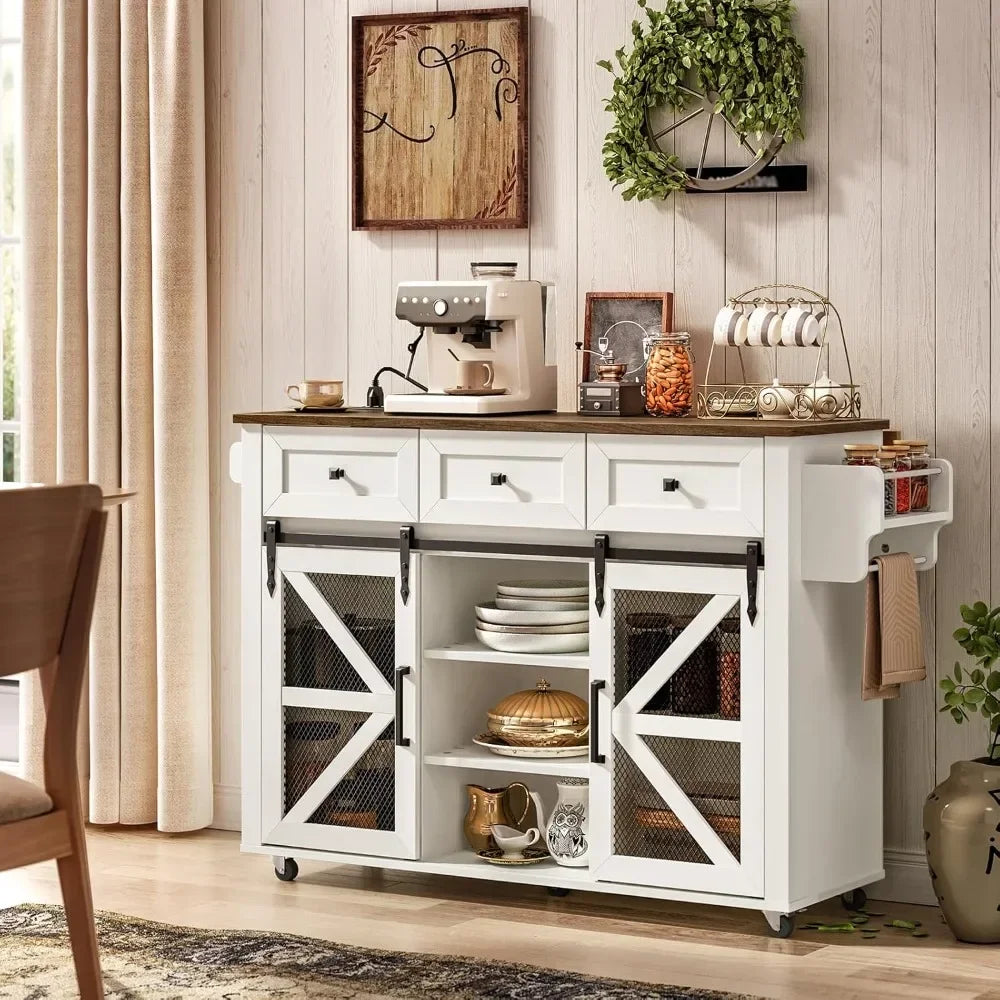 XMSJ Kitchen Island With Storage And Charging Station