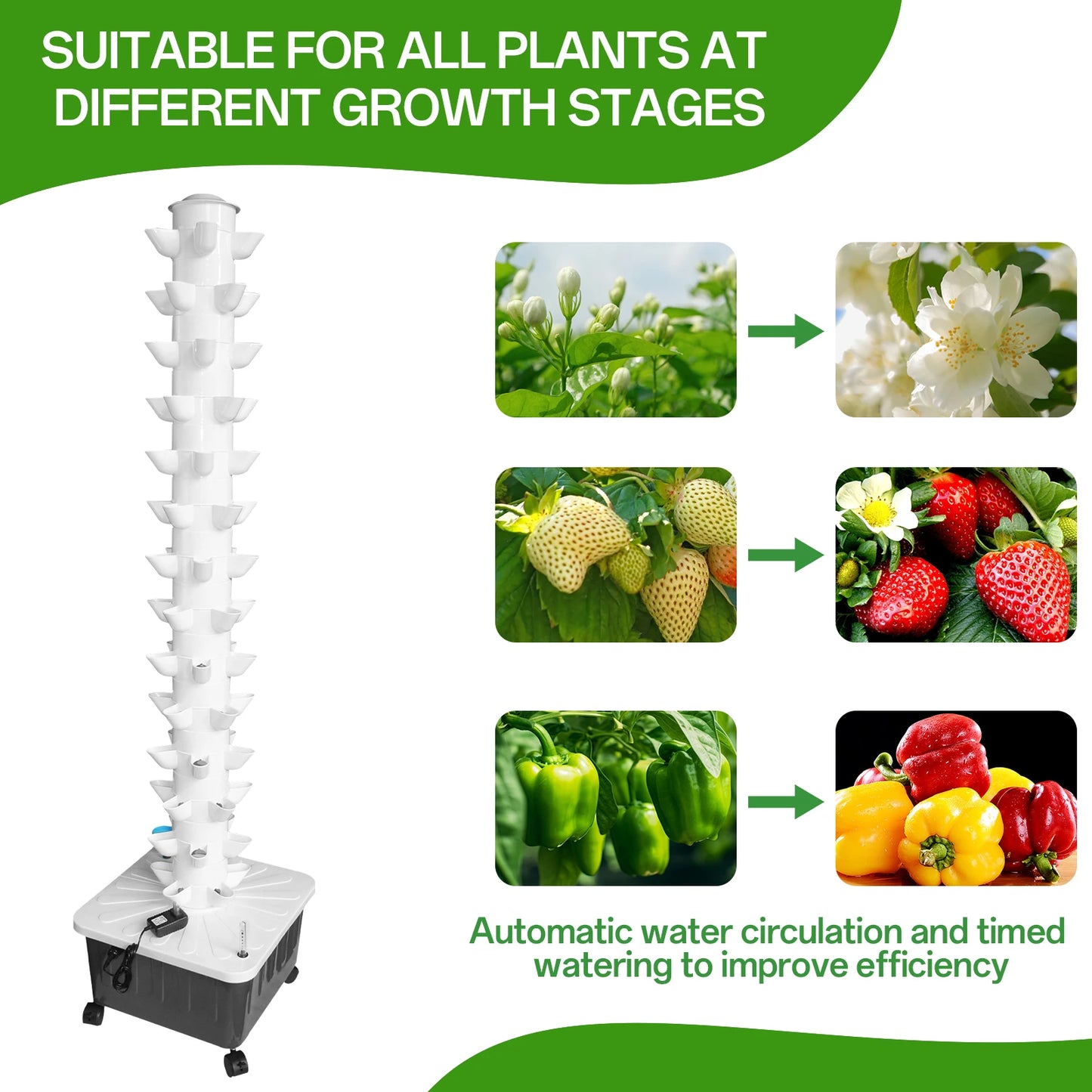 Hydroponic 70 Plant Vertical Growing System For Indoor Herb Cultivation